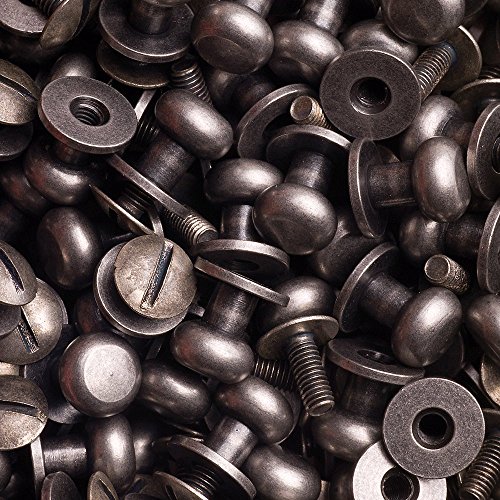 15 Knopfschraubnieten Patronentaschenverschluss Beiltaschenknöpfe Knopfnieten zum Anschrauben Pilzkopfschrauben 8MM nickel-antik - 3