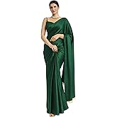 ANANT DESIGNER STUDIO Women's Ready to Wear 1 Minute Pre Pleated Readymade Pure Real Satin Silk Saree with Handwork Moti Lace