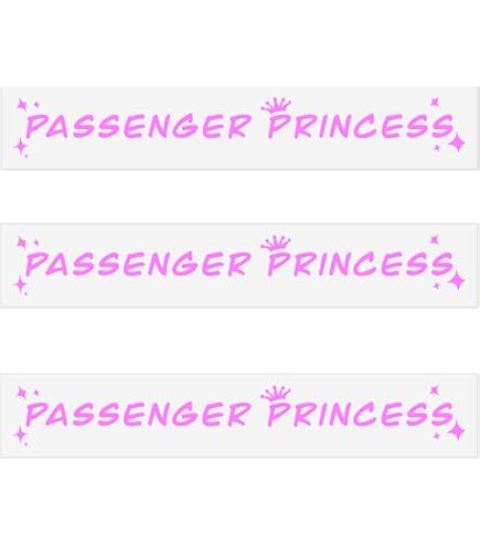 4 Adesivi 'Passenger Princess' Per Auto - Vinile Di Alta Qualit&agrave;, 10x1,5 Cm, Multicolore