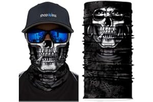 ShopINess Unisex Neck Warmer Tube Scarf Adult Multifunctional Headband Bandana Skull Neck Gaiter for Motorbike Sport Parties Halloween and Carnival Outdoor Activities Skull