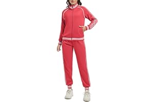 ANOTWENER Women's Striped 2-Piece Tracksuit Set, Full Zip Sweatshirt and Sweatpants, Tracksuit Outfits with Pockets
