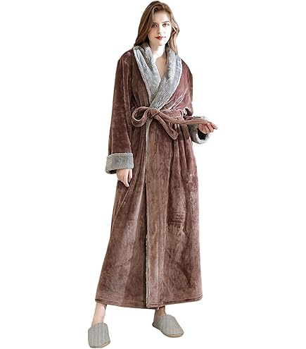 GLLMY Femmes Peignoir De Bain Hiver Chaud Flanelle Longue Robe De