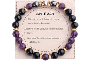 UEUC Healing Stone Bead Bracelet for Women, Natural Gemstones, Balance Protection, Spiritual Crystal Bead Bracelet for Anxiety Relief with Meaning Card