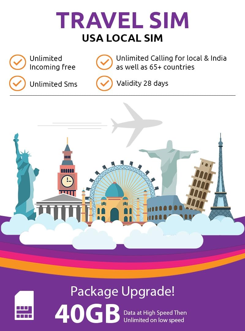 Lyca USA Travel PREPAID SIM for Travel & Student by Travel Sims 5 GB DATA