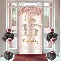 56. Geburtstag Banner Roségold – 90x180 Cm Stoffschild Für Wand & Tür – Happy 56th Birthday Deko