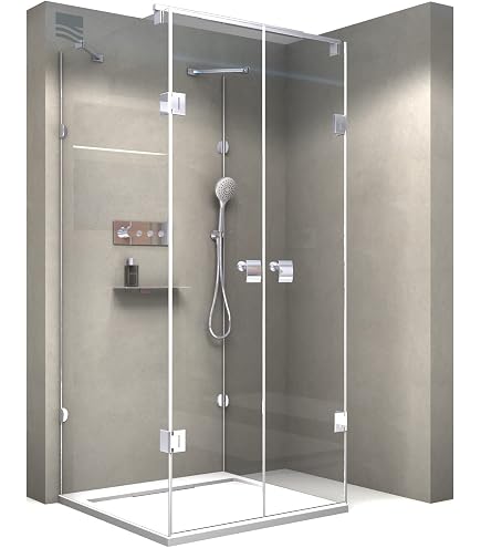 U-Form Duschkabine Aron – 80x80x200 Cm, 8 Mm ESG-Sicherheitsglas, Inkl. Duschtasse + Siphon