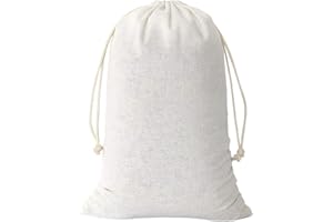 SumDirect 20 sacchetti in mussola di cotone, bianchi, mini, leggeri, traspiranti, con coulisse, riutilizzabili, per matrimoni, feste, compleanni