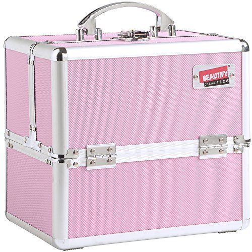 Beautify Professional Small Pretty Pink Aluminium Beauty Cosmetics & Make Up Case