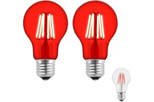 Caldarax Bombillas LED de Rojas E27 6W, A60 Bombilla de Colores Lámpara, Equivalente 60W Lampara Incandescente, 600LM, para Exterior, Patio, Iluminación Navideña, Halloween, Paquete de 2