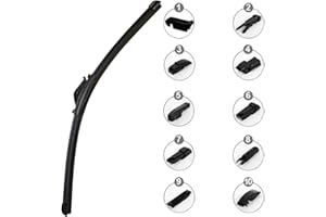 AUTOZOCO Escobilla limpiaparabrisas multi adaptador, Escobilla coche, limpiaparabrisas delantero, compatible con la mayoría de vehículos, Fácil instalación, Incluye 10 adaptadores, Longitud 65 cm