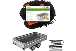 Offgridtec Filet de sécurité de Chargement pour remorque 2 x 3 m sur 3 x 4 m, Extensible et à Mailles Fines, avec 12 Crochets de Serrage, marqueurs d'angle, Corde en Caoutchouc renforcée, sécurité de