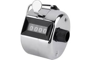 MIKIULY Contador Analógico, Contador Manual, Contadores Mecánicos de Clic, Clicker Mecánico Manual con Anillo, Contador de Click, Clicker de Caja Metálica, para Eventos, Golf, Torneos Deportivos, Plata