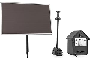 ‎BLUMFELDT Blumfeldt Wasserwerk 250 Solar-Teichpumpe im Set - Solarbetriebene Wasserpumpe, Springbrunnen, max. 250 Liter Wasser pro Stunde, LED-Beleuchtung, Solar-Panel, 250 Liter/h, Akku, schwarz