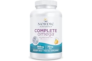 Nordic Naturals, Complete Omega-3, 565mg, avec Huile de Bourrache et GLA, 180 Capsules molles, Goût Citron, Testé en Laboratoire, Sans Soja, Sans Gluten, Sans OGM