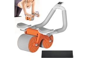 NAVESO Roue abdominale à rebond automatique, 4D avec support de coude, roue abdominale avec tapis de genou, la gym, le fitness
