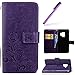 Produktbild HMTECH Galaxy A6 Plus 2018 Hülle,Galaxy A6 Plus 2018 Schutzhülle,Galaxy A6 Plus 2018 Leder Flip Bookstyle Wallet PU Leder Hülle Schutzhülle,Galaxy A6 Plus 2018 Hülle Elegant Retro Lucky Clover Blumen Prägung Muster PU Leder Ledercase Flip Tasche Wallet Schutzhülle Soft Silikon Magnetverschluss Etui Tasche Handytasche Hülle mit Standfunktion und Kartenfächer Tasche Wallet Case für Samsung Galaxy A6 Plus 2018,Lucky Clover:Purple
