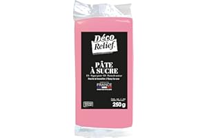 Déco Relief - Pâte à Sucre Rose Pastel 250 g - Pâte à Sucre Professionnelle pour Gâteaux, Pâtisserie - Coloris Rose Clair - Fabriquée en France