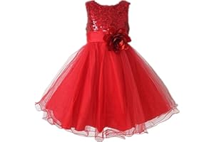LIVE IT STYLE IT Live It Style Filles à Paillettes Fleur Demoiselle d'honneur Mariage Tenue habillée fête Robe de Baptême Enfants vêtements en Dentelle Princesse bébé 2-10 Ans an