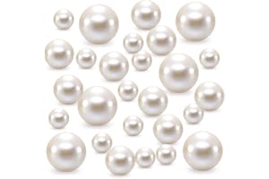 Jisrcha 150 Pezzi di Perle Finte, Perle Galleggianti per Riempitivo di Vasi, Perline per Borse di Dimensioni Miste per La Creazione di Bracciali, Artigianato, Decorazione, 8/14/20 MM (bianco)