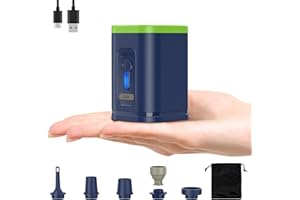 HUGERSTONE Electric Air Pump, Portable Air Pump for Inflatables, Rechargeable Inflate Deflate Mini Pump for Air Mattress, Blow Up Pool Raft Air Bed Boat Toy, Inflatable Pool Floats, Vacuum Bags