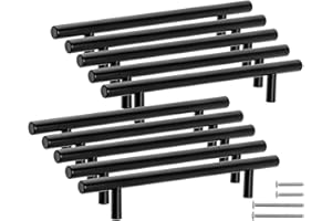 Neuhall 10 x Möbelgriffe schwarz matt 96mm echt Edelstahl Ø10mm Küchengriffe Schrankgriffe Bad Möbel Wohnzimmer Möbel Stangengriffe Relinggriff Schränke Sideboard Schubladengriffe inkl. Schrauben