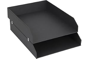 Bigso Box of Sweden Juego de 2 bandejas organizadoras de escritorio – Bandeja archivadora apilable para cartas, documentos, etc. – Organizador de documentos de tablero de fibras y papel – gris oscuro