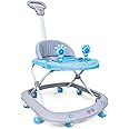 BeyBee FIRSTWALK Baby Walker 6 to 18 Months Babies|8 Wheels, Adjustable Height Light-Weight Parental Push Handle Kids Walker for Toddlers, Boy and Girl | Soft Thick Cushioned Seat. (Blue)