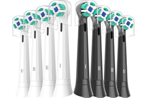 SULKIWE Brush Heads Compatible with Oral B iO 2 3 4 5 6 7 8 9 10 Series Electric Toothbrushes, Soft Toothbrush Head Fits for iO Ultimate Radiant Gentle Series, 8Pcs White+Black