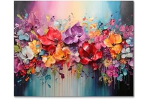 TISHIRON Flowers Paint by Numbers for Adults Blooming Floral DIY Oil Paint by Number Kits on Canvas Blossom Adult Paint by Number with Brushes Art Crafts 16"x20"(Frameless)