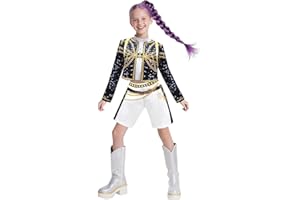 GENERIC Kpounter Idol Group Costumes for Kids, Girls Hunter Star Mira Zoey Mira Print Stage Costume 3PCS Performance Outfits for Halloween Cosplay