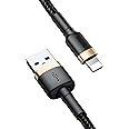 Baseus USB to Lightning Charging Cable iPhone 14 Pro Max Cafule Nylon Braided High-Density Quick Charge Compatible for iPhone 13 12 11 Pro Max Mini XS X 8 7 6 5 SE iPad (1 Meter, 2.4 A, Gold+Black)