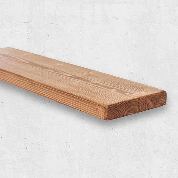 Chill House Flat Rustic Floating Shelf 9x2 inches, 130cm long - Dark Oak Finish Reclaimed Wood Floating Shelves for Wall Decor, Rustic Wooden Shelves for Bedroom, Living Room, Kitchen, or Bathroom - 1