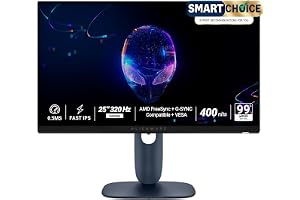 Alienware AW2525HM 25" Gaming Monitor (SmartChoice)|FHD 320Hz Fast IPS|0.5ms GTG|NVIDIA G-Sync+AMD FreeSync Premium|Esports Grade Gameplay|Height Tilt Swivel Pivot|400nits|Sleek Black Design|DP+HDMI