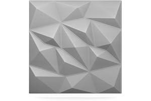 DECCART - Panneau Mural Decoratif 3D | Revetement mural | Panneaux Muraux | Polystyrène PSE | 50x50 cm Brylant 12 m², 48 pièces, gris