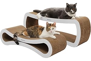 PetRhein XXL Kratzbrett für Katzen zum Spielen und Ausruhen, Verschleißfestes Kratzpapier, Hochwertige Kratzmatte,86 x 27 x32cm (Weiß)