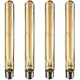 4-Pack Long Tubular Wire Filament Vintage Light Bulb E27 4W, Replace 40W Halogen White Light Bulb, 220-240V AC, 2200K Warm White 400LM, Non Dimmable (Amber)