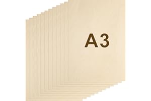Pyrrhonian 12 placas de contrachapado de 2 mm, madera contrachapada A3, placas de madera para manualidades, para manualidades, carpintería láser, pirograbado, modelismo, regalos, decoración, pinturas