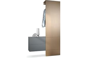 Vladon Carlton Hallway Set 2, Set per Il corridoio con 1 Pannello Appendiabiti, 1 cassettiera, Antracite Opaco/Ottica Bronzo (105 x 193 x 35 cm)