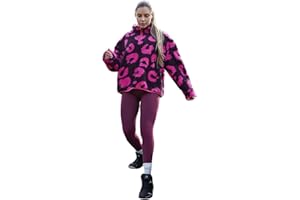 OHS Half-Zip Fleece Jackets, Outdoor Clothing Super Soft Cosy Warm Fleece Print Jackets - Mono, Natural, Burgundy
