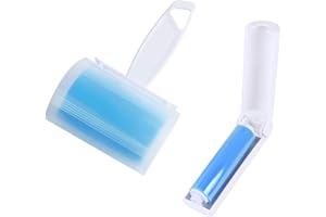 WOWGO (2Pack) Brosse Adhésive Lavable, Reusable Rouleau Adhesif Vetement Lavable à Cheveux pour Animaux de Compagnie avec Couvercle et Voyage Taille (Bleu)