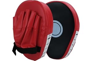 DEHUA Punch Mitts Focus Mitts PU Leather Boxing Pads Target Mitt Glove Boxing Equipment for Martial Arts, Kickboxing, Muay Thai, Coaching Strike Shield (A Pair, Red)