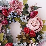 Dekokranz Mit Pfingstrosen - Handgefertigter Blumenkranz Für Tür Und Wand