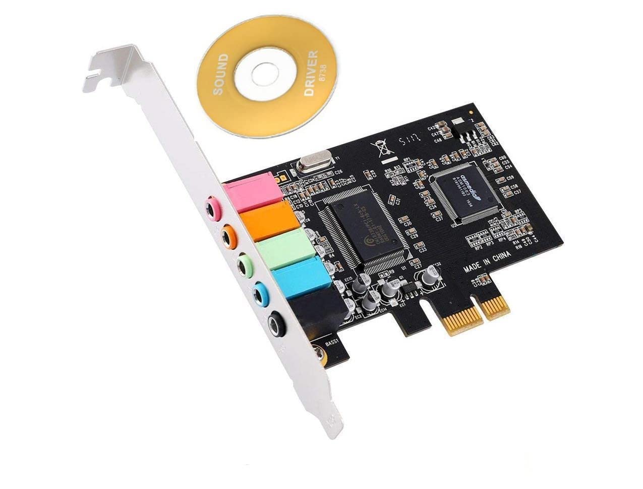 SaiRetail.Com PCI-E PCI Express 5.1 Channel 3D Audio 6 Channels Digital Sound Card 5.1 Solid Capacitors CMI8738 Chipset Expansion Card