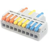JOYELEC 6 Pieces D3-9 Electrical Connectors,3 Input and 9 Output,Suitable for 0.08-2.5(4.0) mm&sup2;cables,250V,32A,Compact Cable