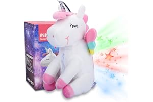 INNObeta Licorne Peluche projecteur Etoiles Plafond, veilleuse Etoile Jouet Lumiere Chambre Bebe Enfant pour l'anniversaire, fête, décoration Cornie