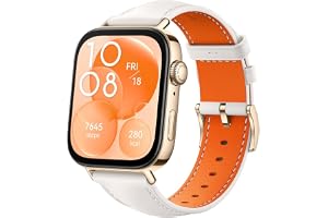HUAWEI WATCH FIT 3,NFC,1.82" AMOLED Display,Ultra-Slim Design, All-Round Fitness Management, Comprehensive Health Management, Durable Battery Life, Compatible with iOS & Android, Leather strap, White