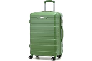 CMY Hard Shell PC Carry on Cabin Approved 20'' Lightweight Suitcase Luggage Trolley with 4 Spinner Wheels TSA Combination Lock Suitcase Approved by Over 100+ Airlines (Green)