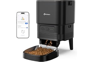 APETDOLA Alimentador automático para Gatos, 2.4G WiFi Comedero para Gatos con Control App, 4L Comedero Automático con Funcionamiento de Batería, 10s Grabación de Voz, 1-10 Comidas para Gato y Perro (Ferroso)