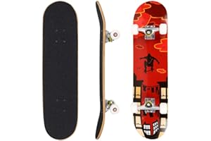 Hikole Skateboard tavola Completa 31 x 8 Pollici con Cuscinetti ABEC-7 Legno di Acero a 9 Strati per Bambini Adolescenti e Adulti, carico 100 kg