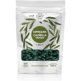 600 Comprimidos De Chlorella Y Espirulina. Dosis M&aacute;xima 6000mg. Energ&iacute;a Natural, Certificado. [vegano - Saciante - Detox] Alt